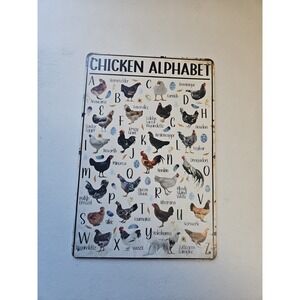 Chicken‎ Alphabet, Metal Sign, 8x12, Rustic, Ready To Hang Farmhouse